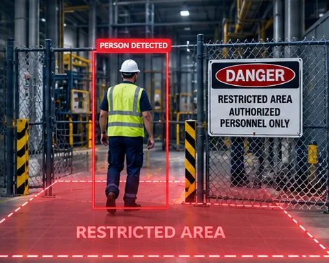 Restricted zone intrusion detection live