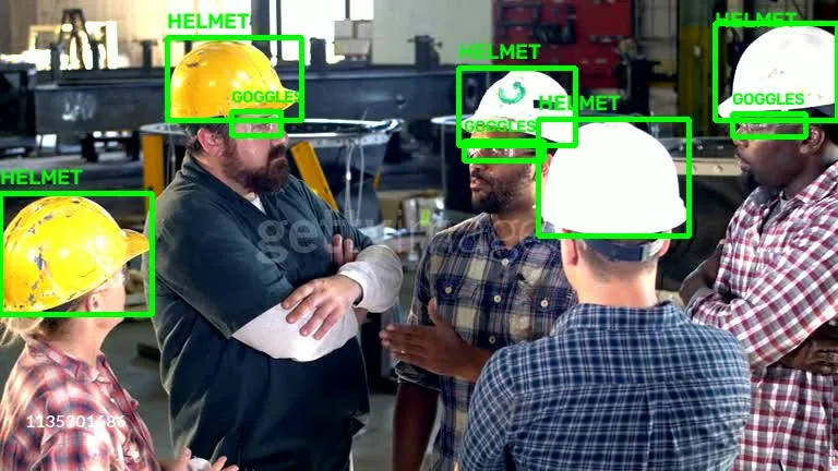 AI Hard Hat and Safety Goggles Detection Video Feed