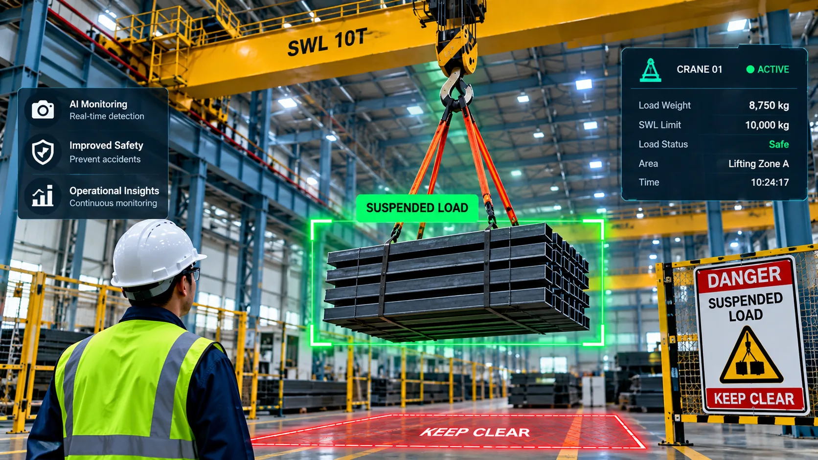 AI suspended load detection and crane safety monitoring